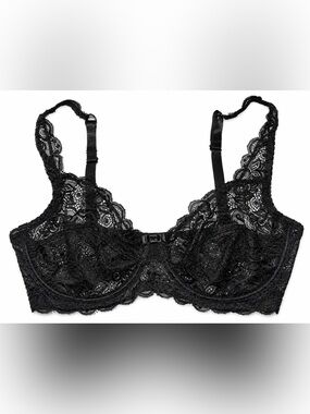 René Rofé Black Lace Underwire Bra NWT 36D